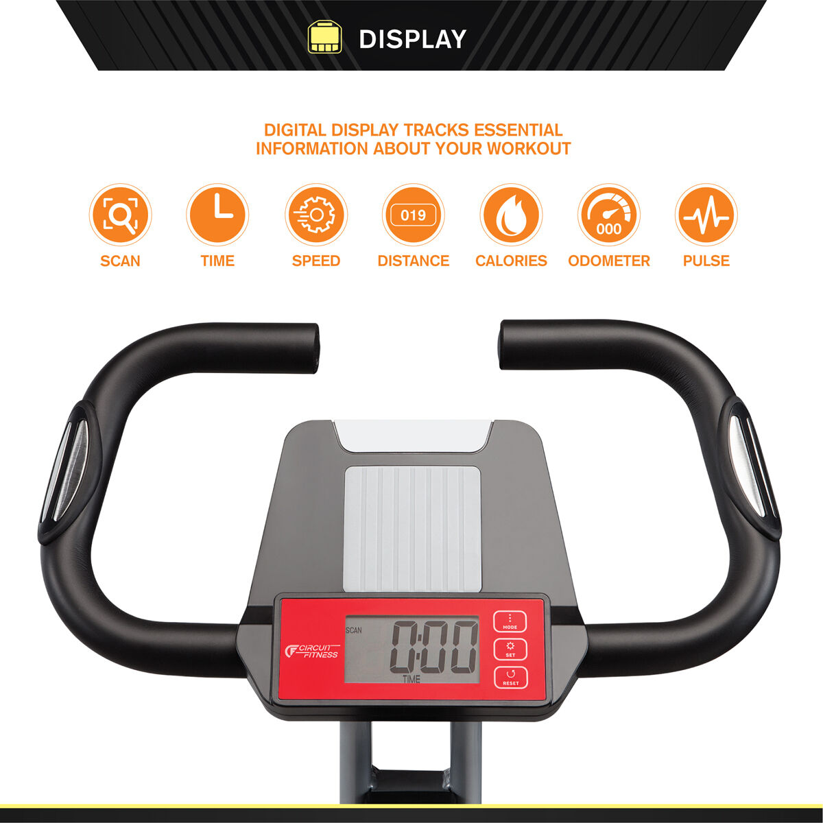 Circuit Fitness Folding Upright Exercise Bike with Adjustable Resistance