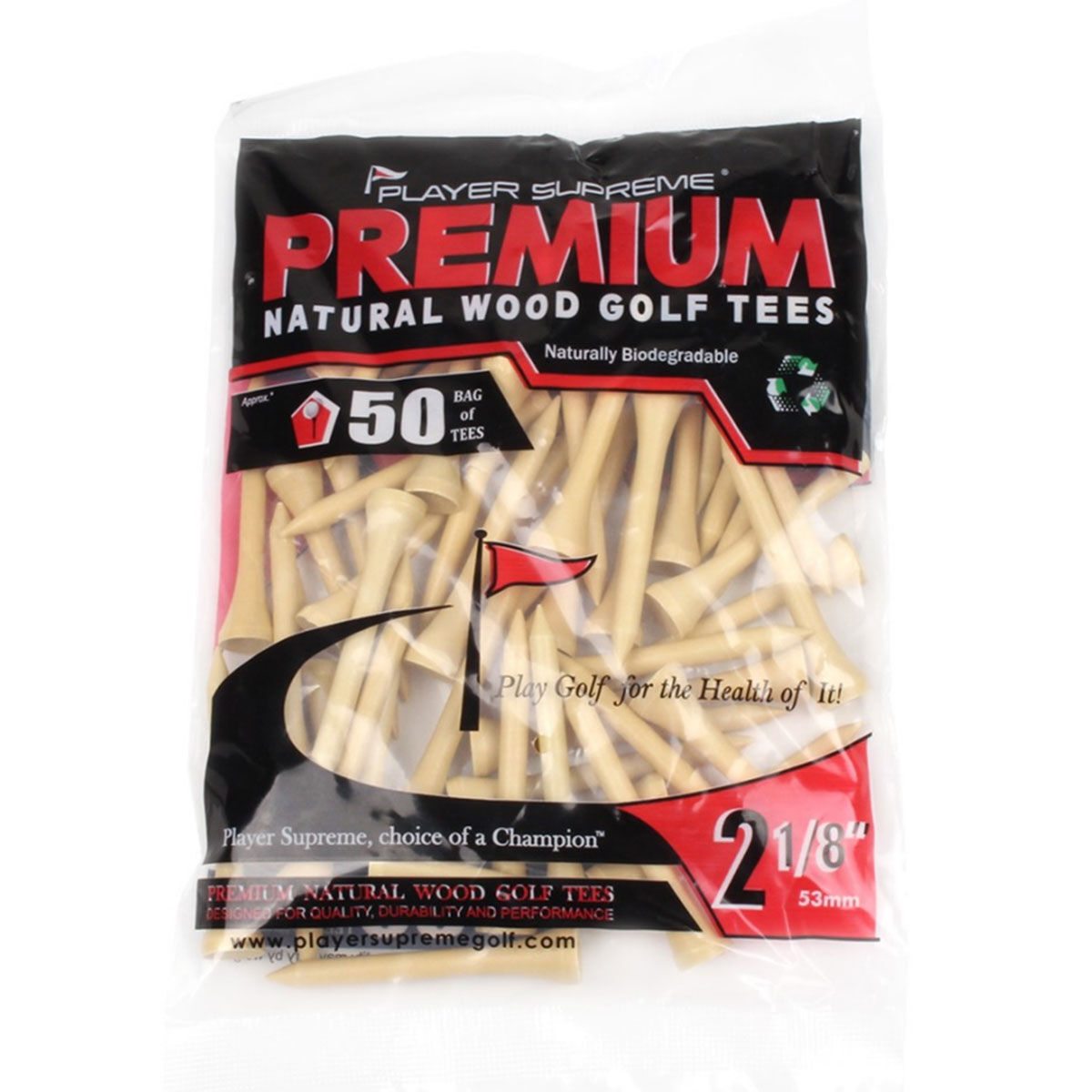 Player Supreme 2 1/8" Natural Tees 50 Pk