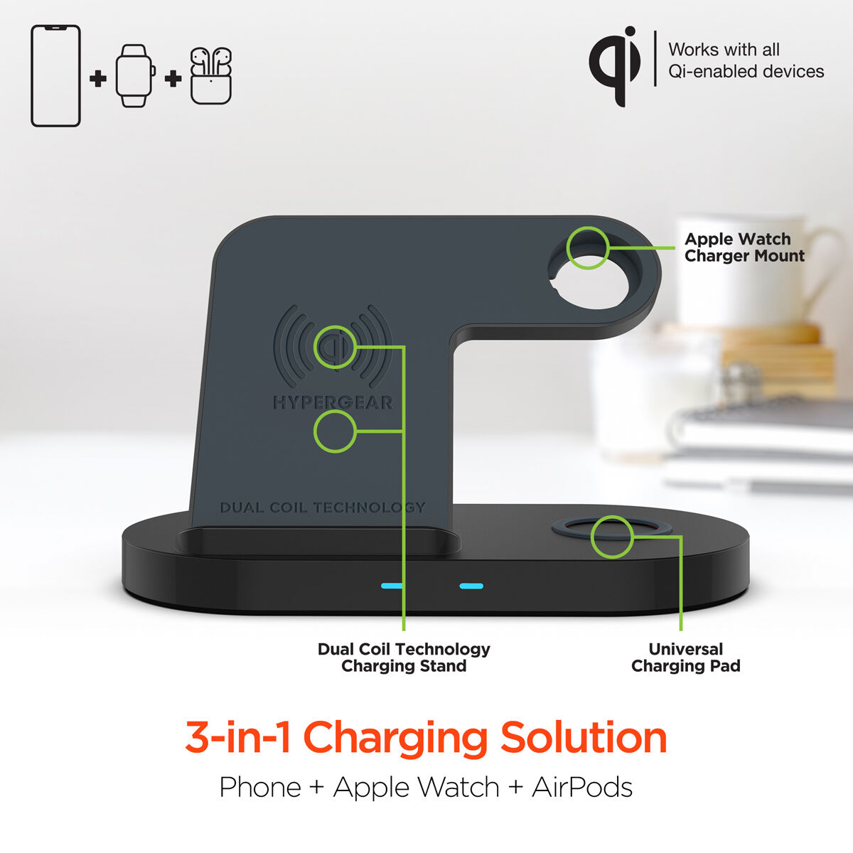 Hypergear 3-in-1 Wireless Charging Dock Phone + Apple Watch + AirPods