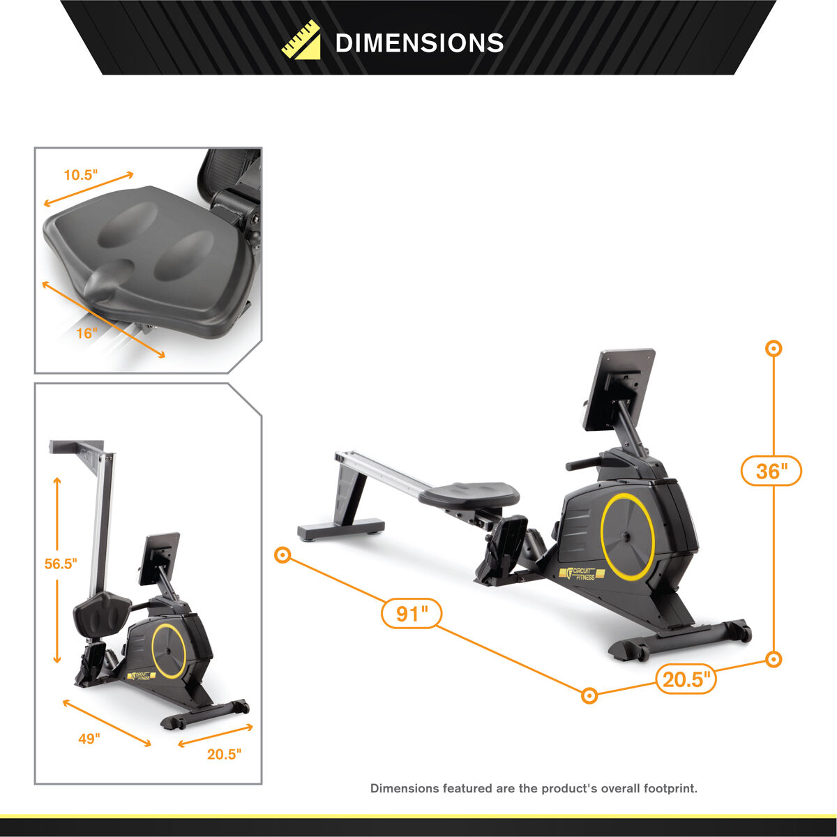 Circuit Fitness Deluxe Foldable Magnetic Rowing Machine