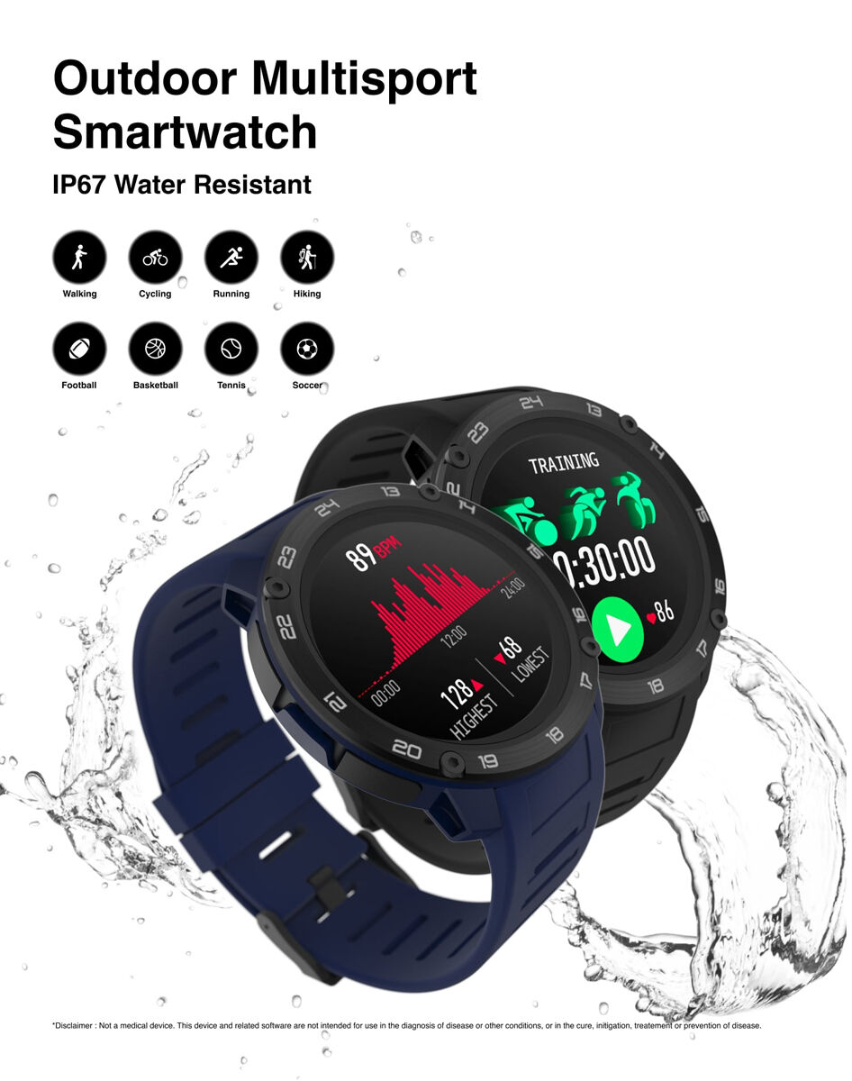 Itouch Explorer Smartwatch: Navy Case with Navy Blue Silicone Strap