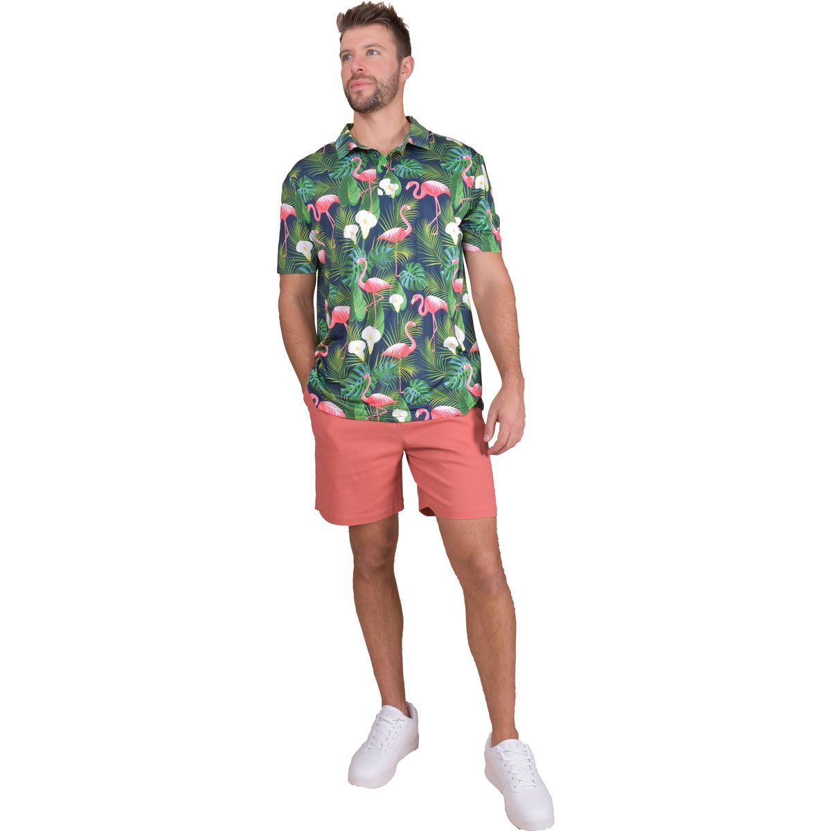 Aeroline Men's Flamingo Print Polo