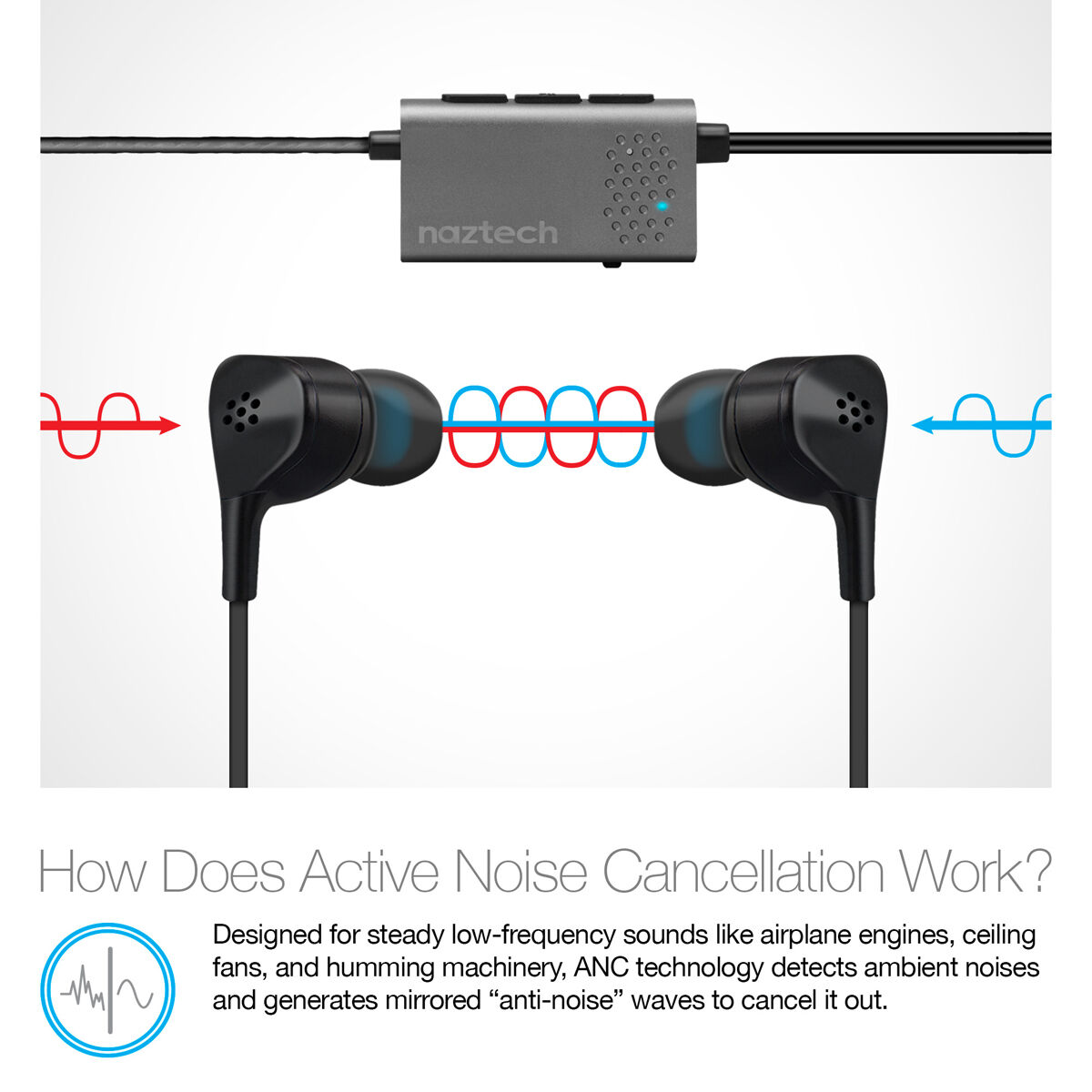 Naztech X1 Active Noise Cancelling Earphones