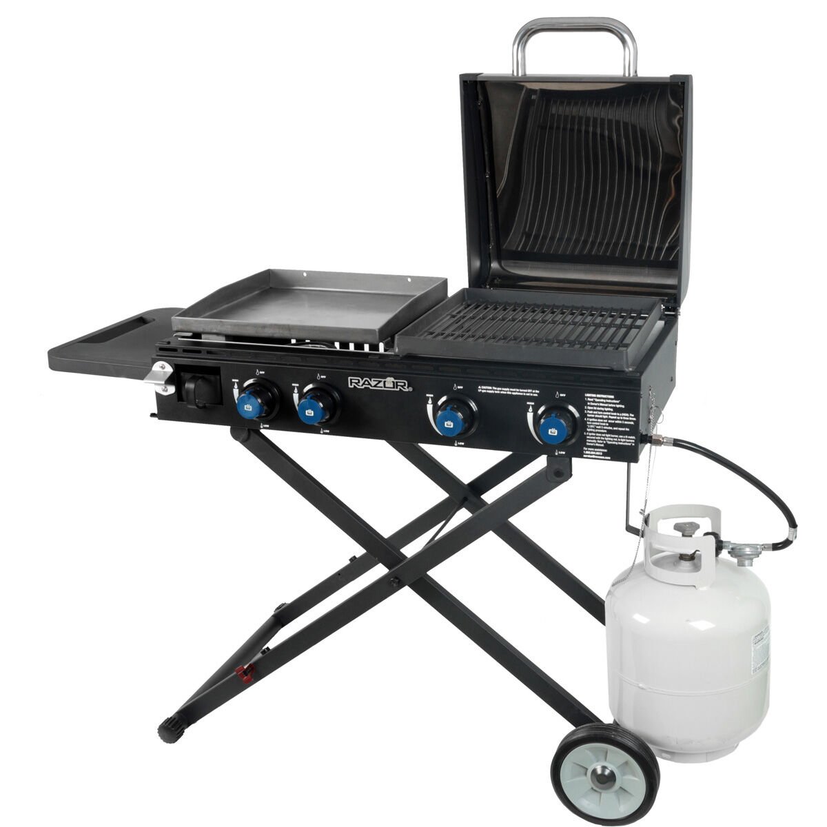 Razor Combo 4 Burner Foldable Grilldle and Grill with Lid