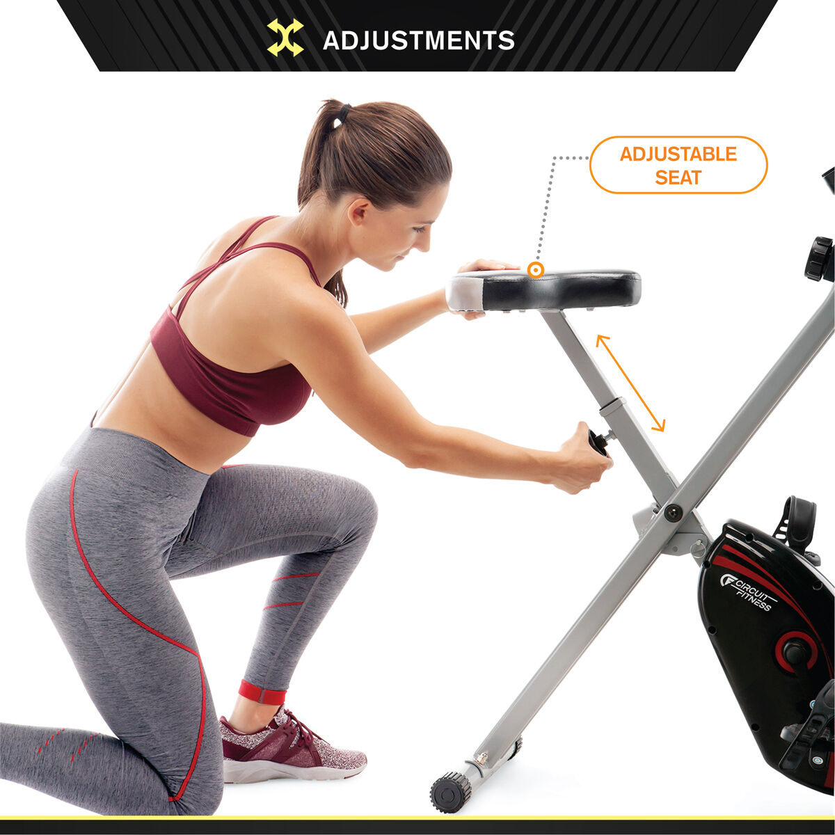 Circuit Fitness Folding Upright Exercise Bike with Adjustable Resistance