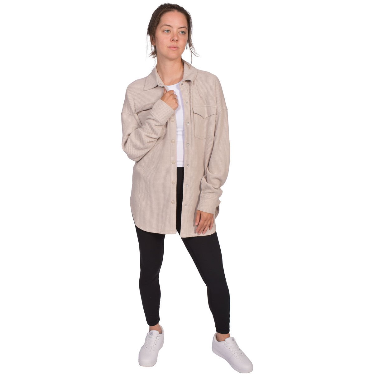 90 Degree Women's Brushed Waffle Shacket