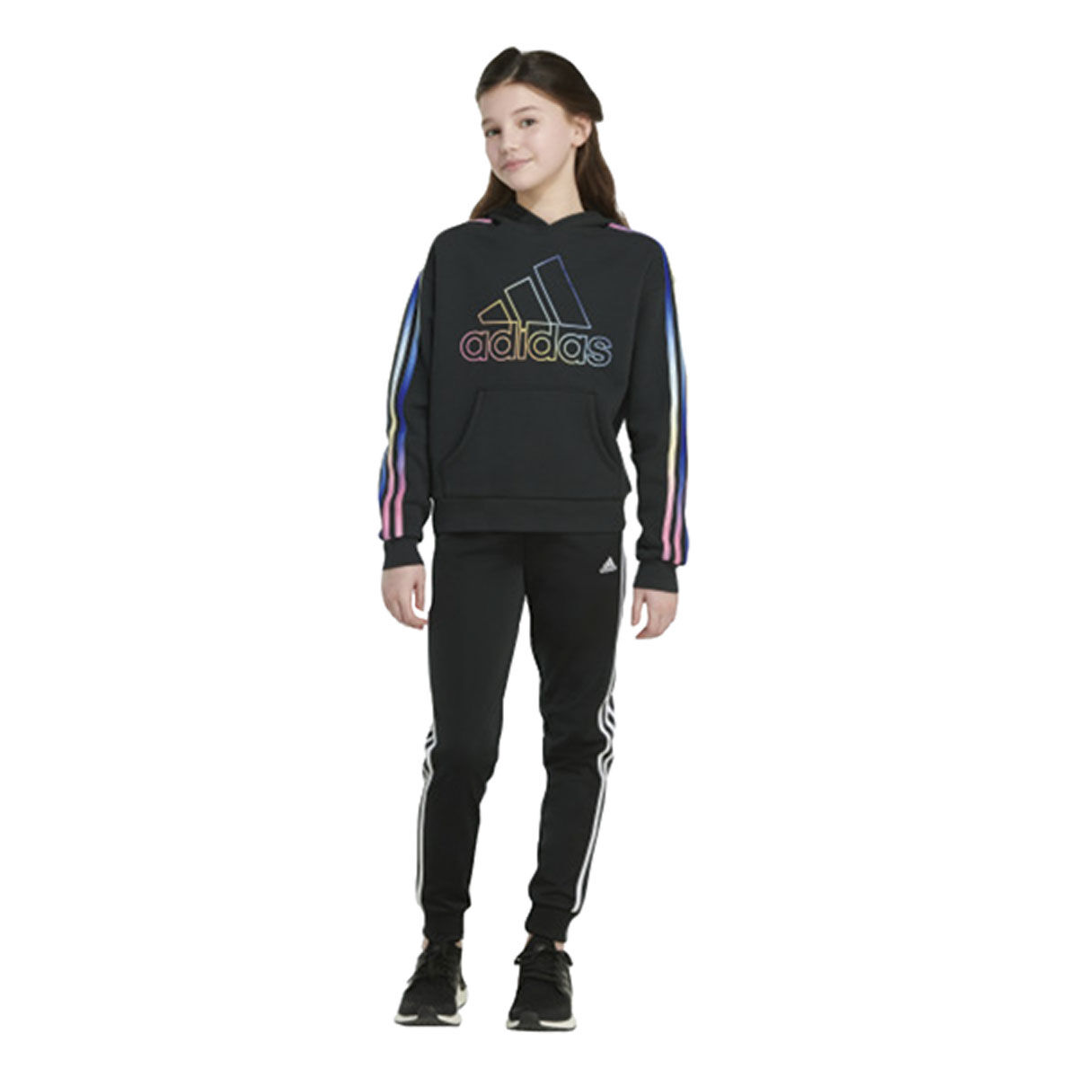 Girls' Multicolor 3-Stripes Hoodie