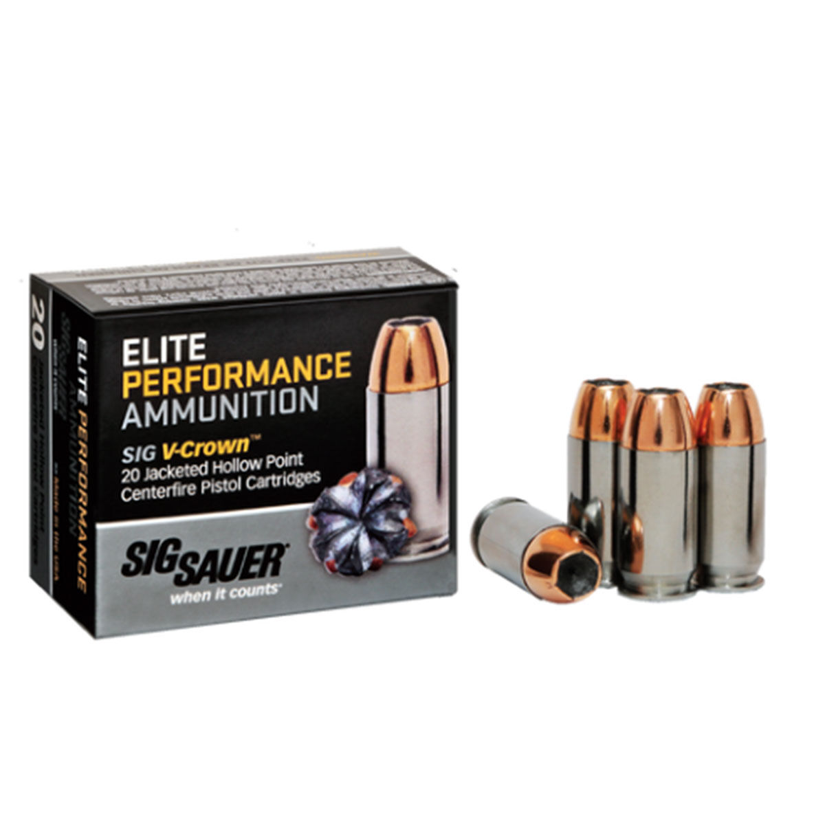Sig Sauer Elite V-Crown 9mm Luger 124 Grain JHP Rounds