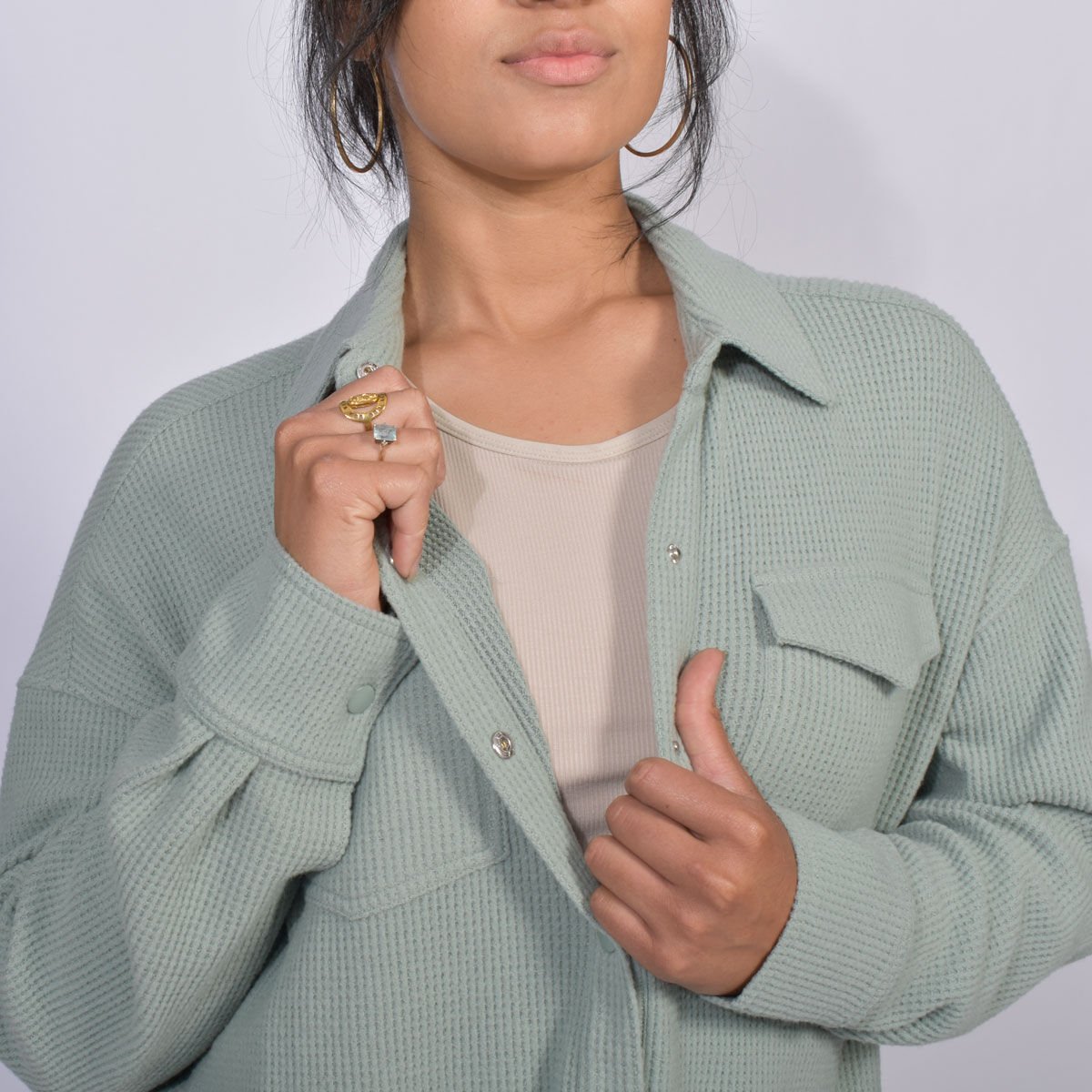 90 Degree Women's Brushed Waffle Shacket