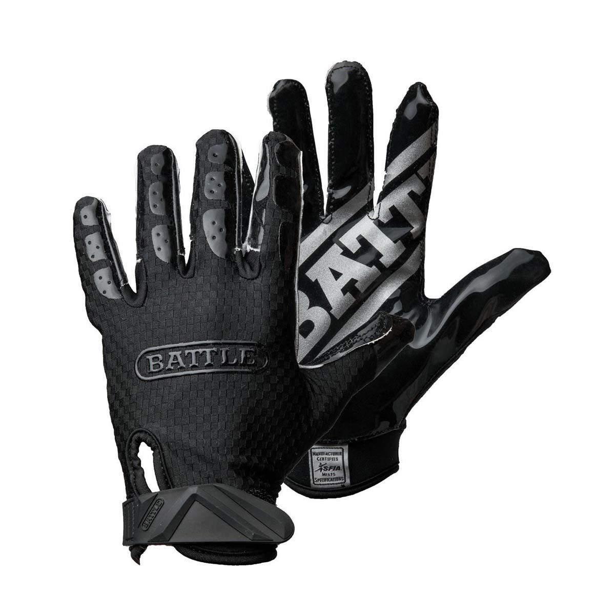 Battle Sports Football Glove-Triple Black-Adult S
