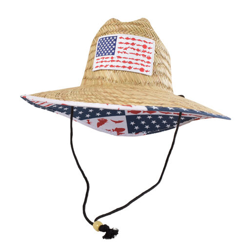 Lucky 7 Men's Wide Brim Flag Straw Hat