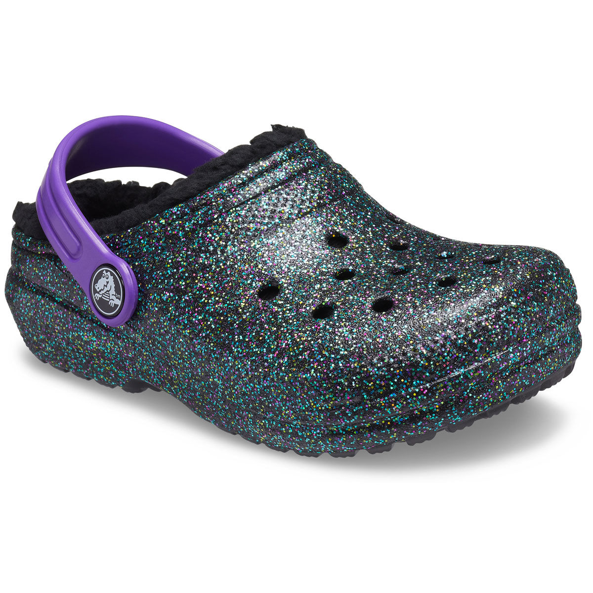 Crocs Youth Classic Lined Glitter Black Clogs