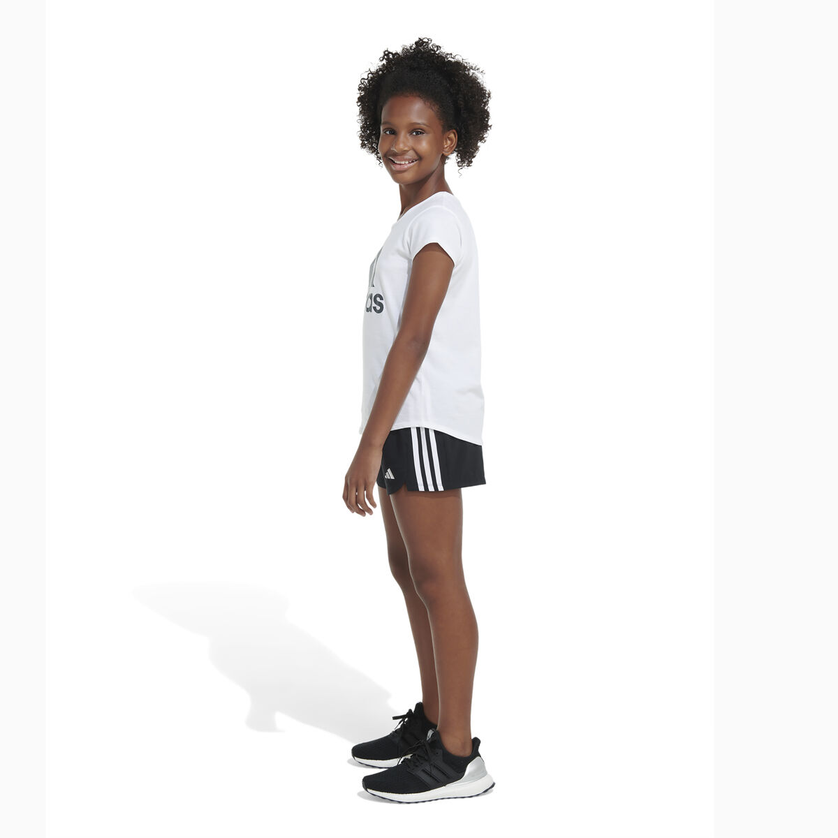 adidas Girls' AEROREADY® Elastic Waistband 3-Stripes Pacer Shorts