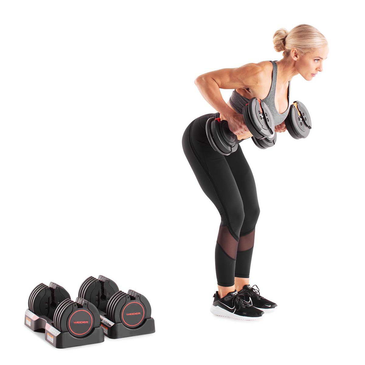 Weider 55lb Pair of Select-A-Weight Adjustable Dumbbells