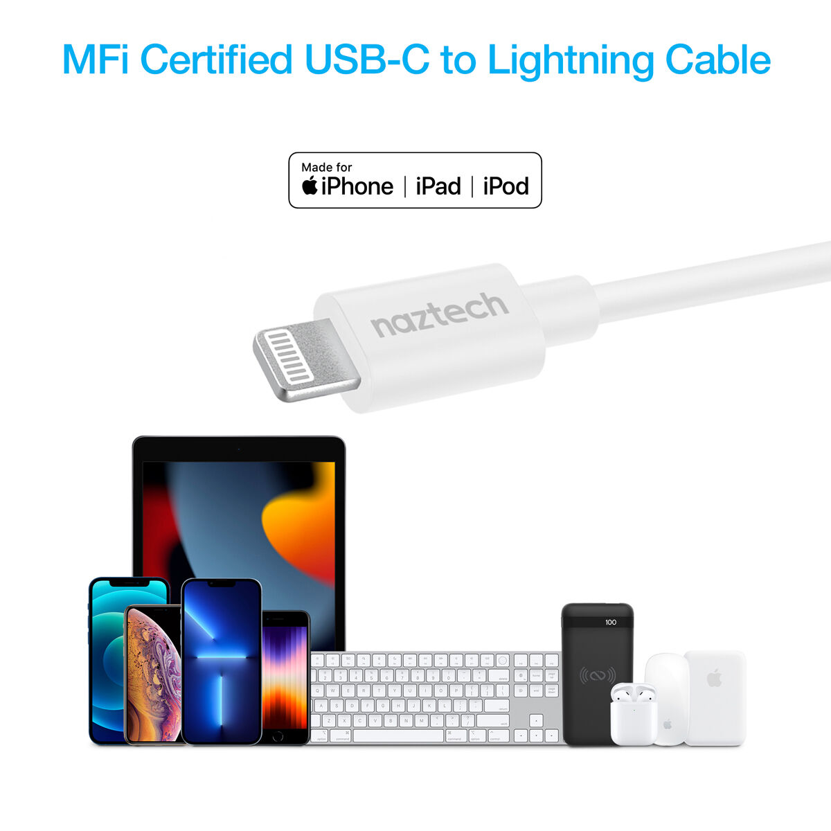 Naztech 30W USB-C PD Fast Wall Charger |  6ft USB-C Cable