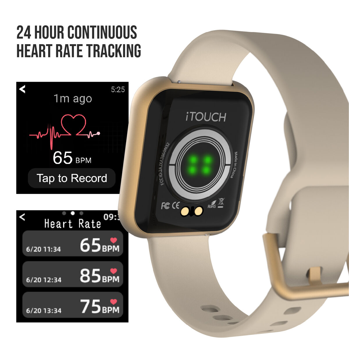 Itouch Air 3 Smartwatch: Rose Gold Case with Rose Gold Mesh Strap