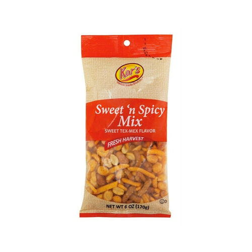 Kar Nuts Butter toffee, spicy and honey peanuts, Cajun corn and honey sesame sticks.