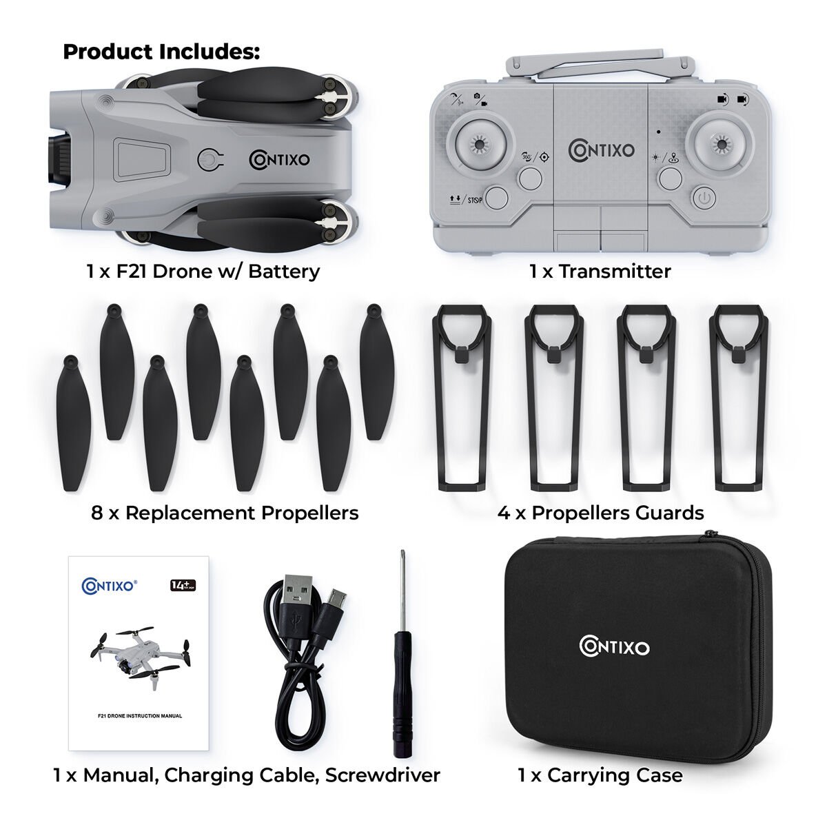 Contixo F21 Elite Sky Foldable Quadcopter RC Drone with 1080P HD Camera