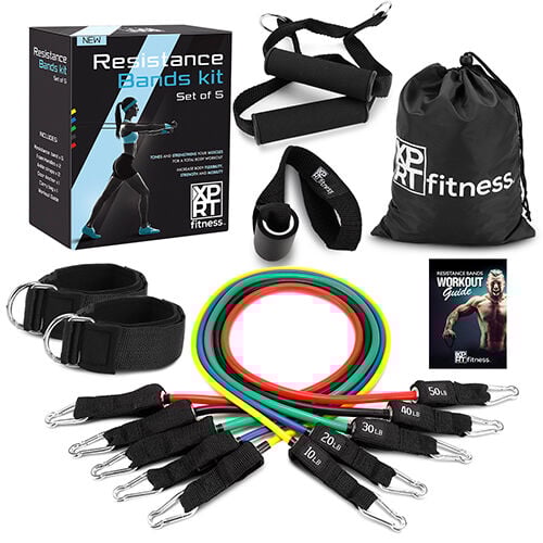 Xprt Fitness 11 PCS Resistance Tube Workout Bands Set -Fitness Strength Training