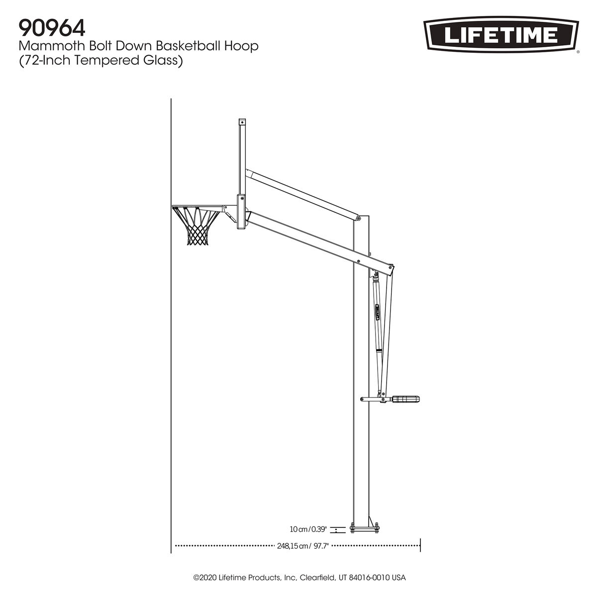 Mammoth 72" 90964 Glass In-Ground Basketball System