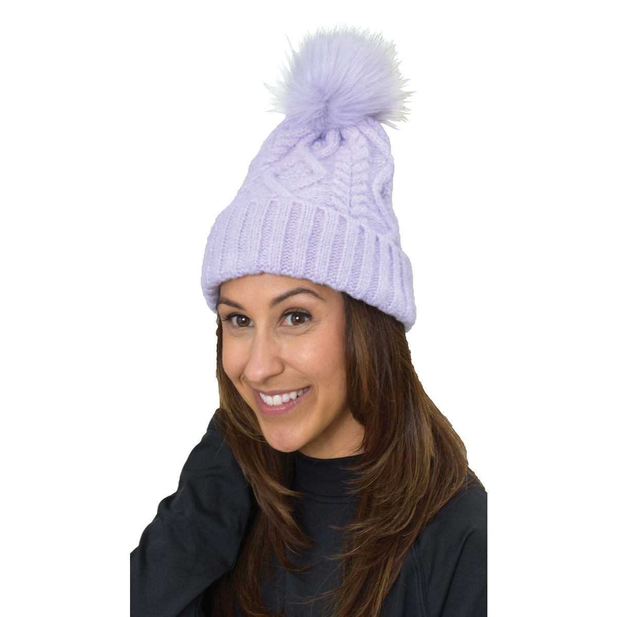 David & Young Women's Soft Acrylic Cable Cuff Beanie