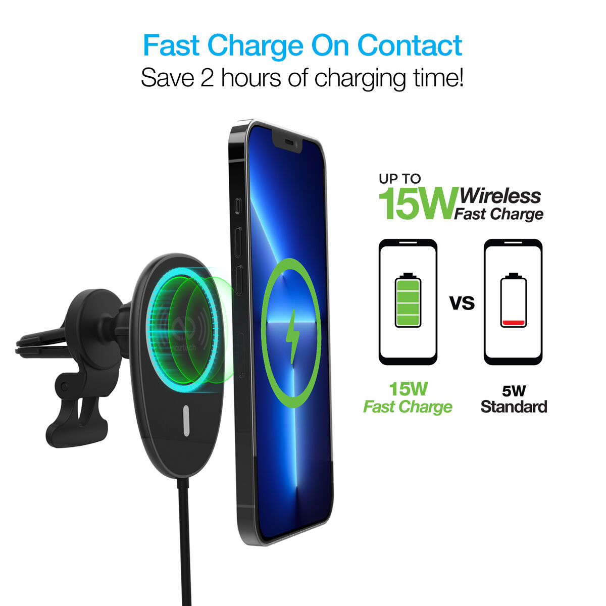 Naztech MagLock 15W Wireless Charging Vent Mount for MagSafe