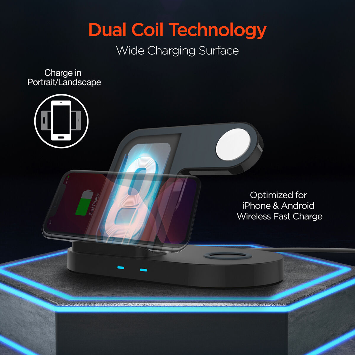 Hypergear 3-in-1 Wireless Charging Dock Phone + Apple Watch + AirPods