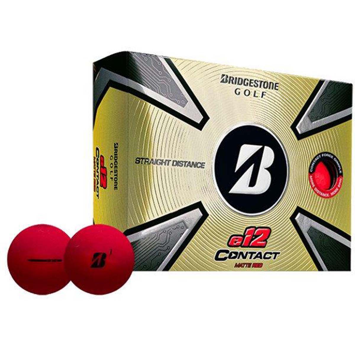 Bridgestone 2023 E12 Contact Matte Red Golf Balls 12 Pack