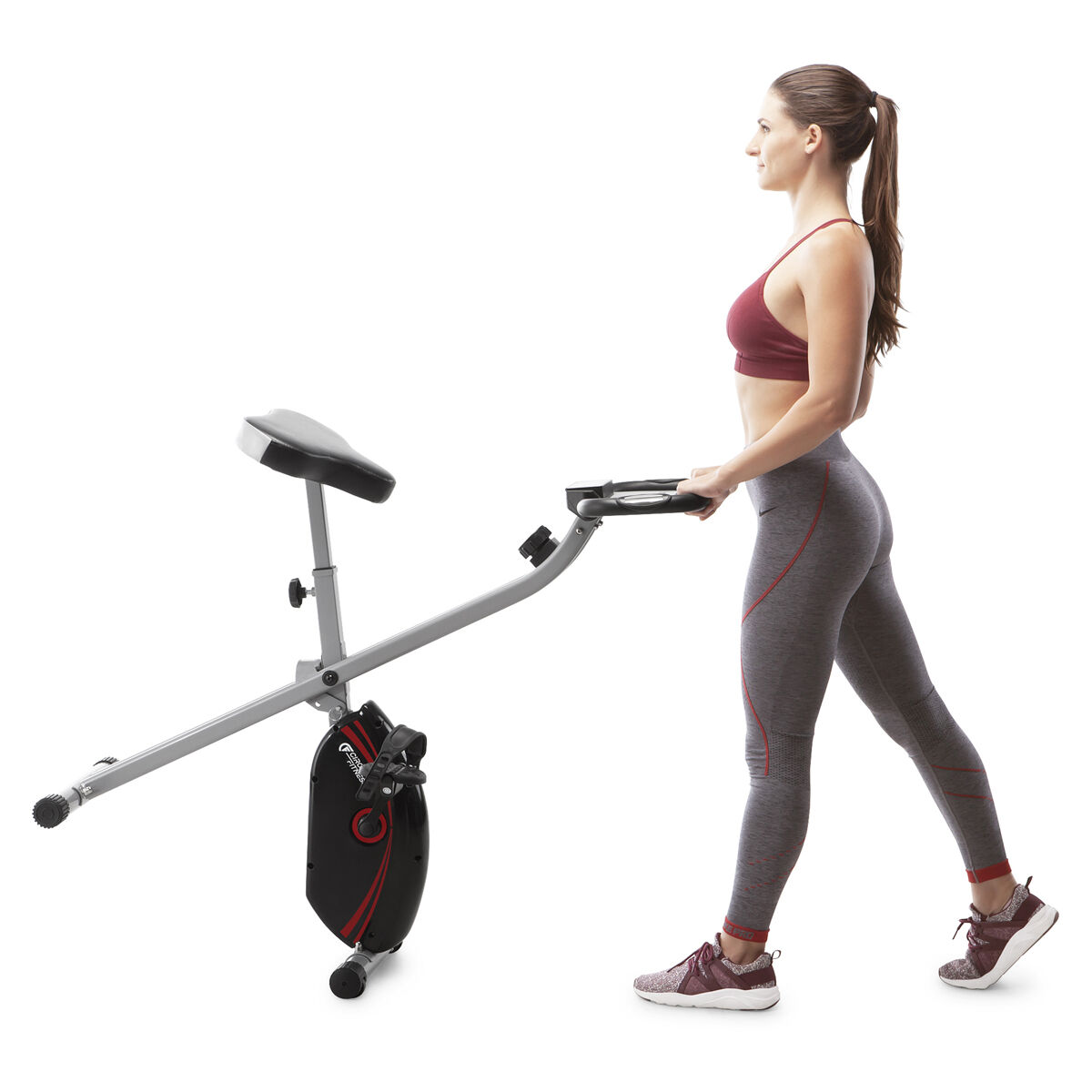 Circuit Fitness Folding Upright Exercise Bike with Adjustable Resistance