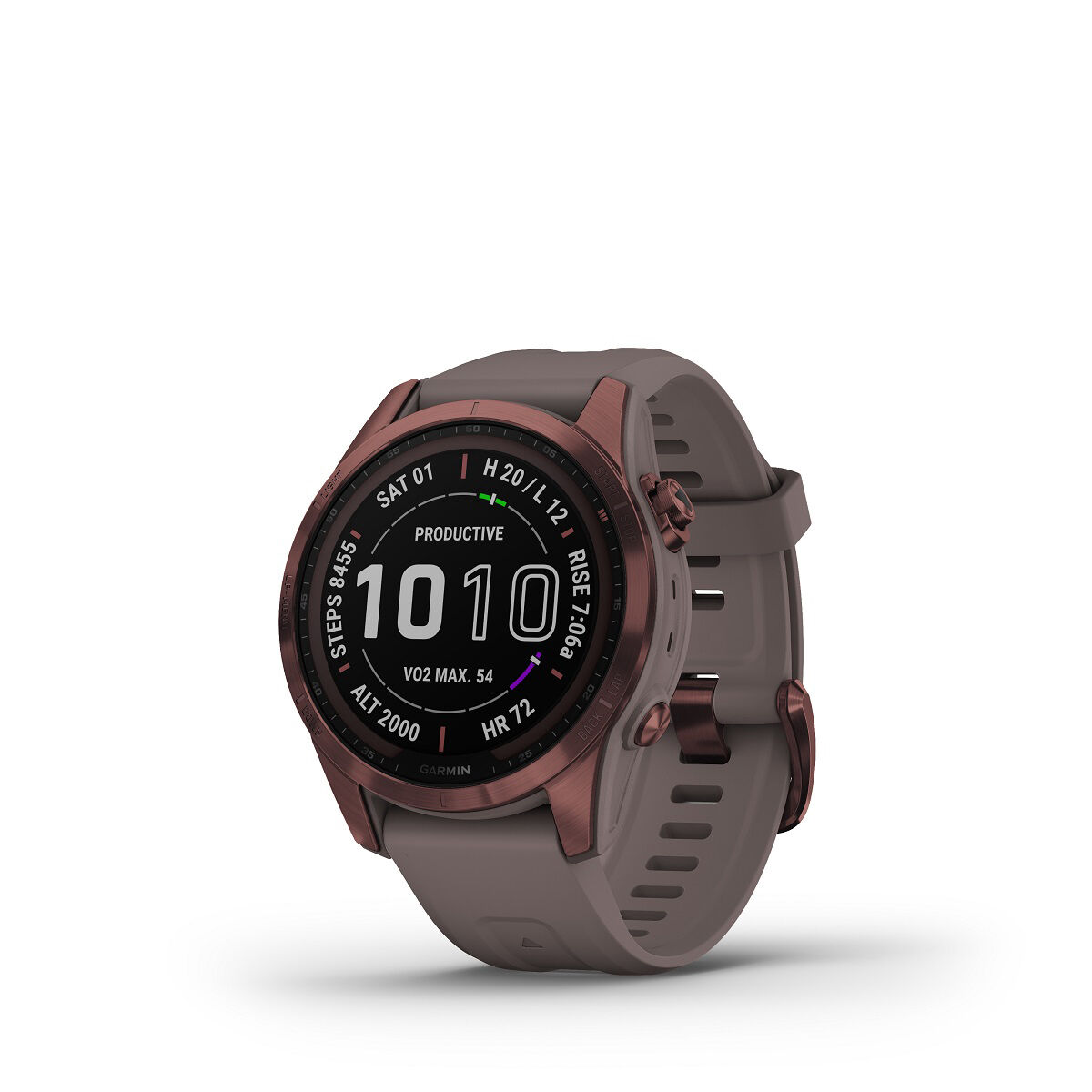 Garmin f?nix® 7S Sapphire Solar, Dark Bronze Titanium with Shale Gray Band