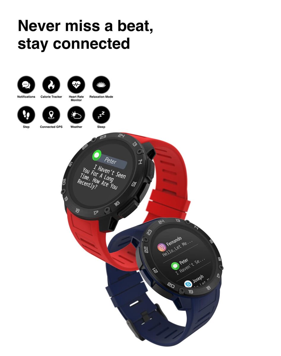 Itouch Explorer Smartwatch: Navy Case with Navy Blue Silicone Strap