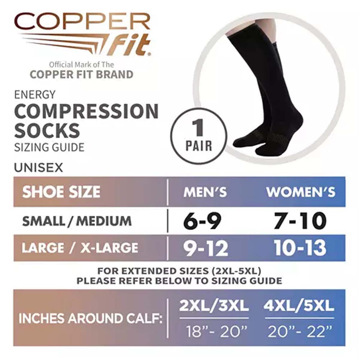 Copper Fit Compression Sock Knee Length