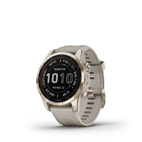 Garmin f?nix® 7S Sapphire Solar, Cream Gold Titanium with Light Sand Band
