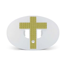 Battle Sports 3D Chrome Cross Oxygen - White with Gold DIAMOND Cross
