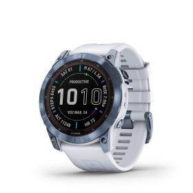 Garmin f?nix® 7X Sapphire Solar, Mineral Blue DLC Titanium with Whitestone Band
