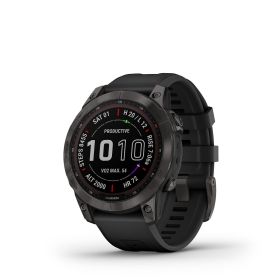Garmin f?nix® 7 Sapphire Solar, Carbon Gray DLC Titanium with Black Band
