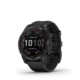 Garmin f?nix® 7S Sapphire Solar, Carbon Gray DLC Titanium with Black Band